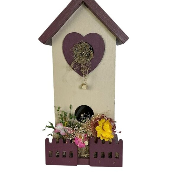 Birdhouse Table Lamp Sunflower Rustic Wood Hand Crafted Tan Country Barn Red - Picture 6 of 15